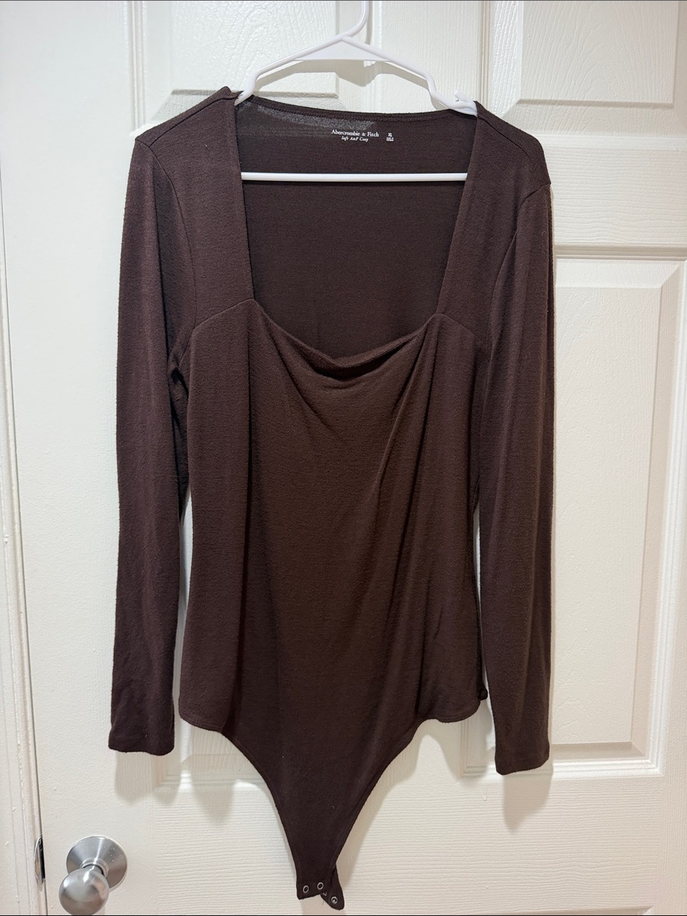 Abercrombie & Fitch Long Sleeve Chocolate Brown Scoop Neck Bodysuit XL
